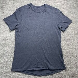 Lululemon Mens Short Sleeve Crew Neck T-Shirt Heathered Navy Blue Athletic Top